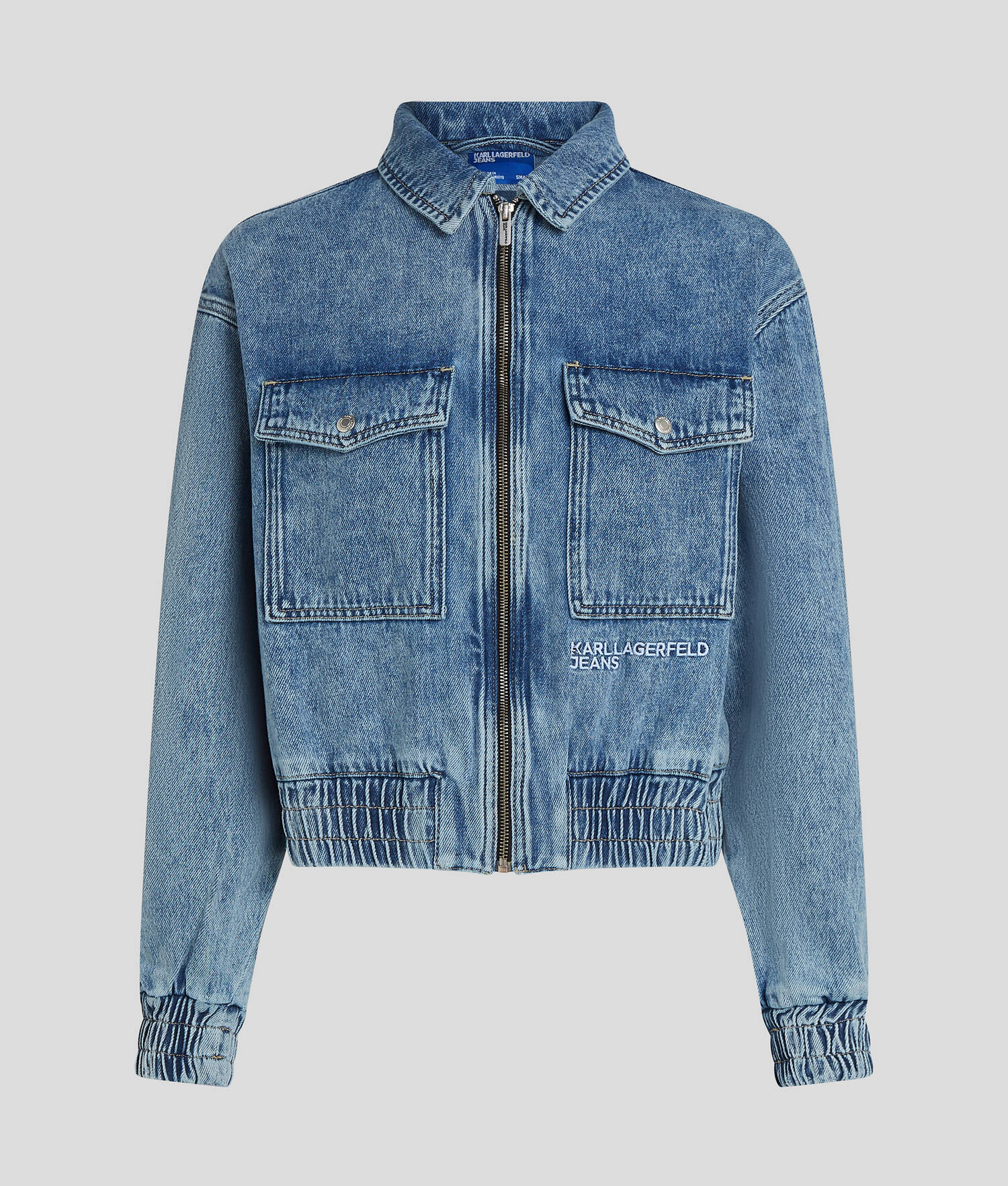VESTE BOMBER EN DENIM - Bleu marbré clair