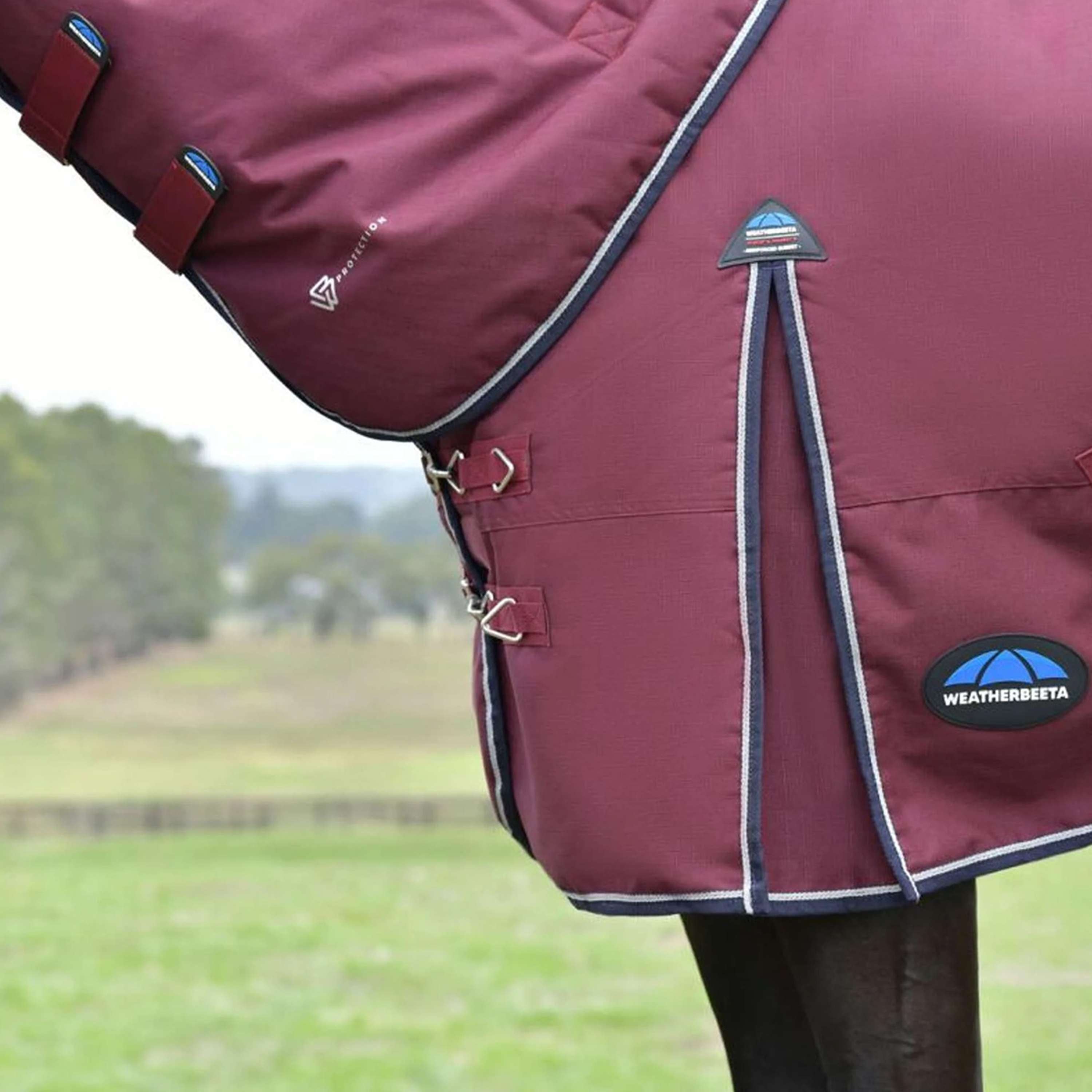 WeatherBeeta ComFiTec Essential Turnout Detach-A-Neck 50g Burgundy/Nav
