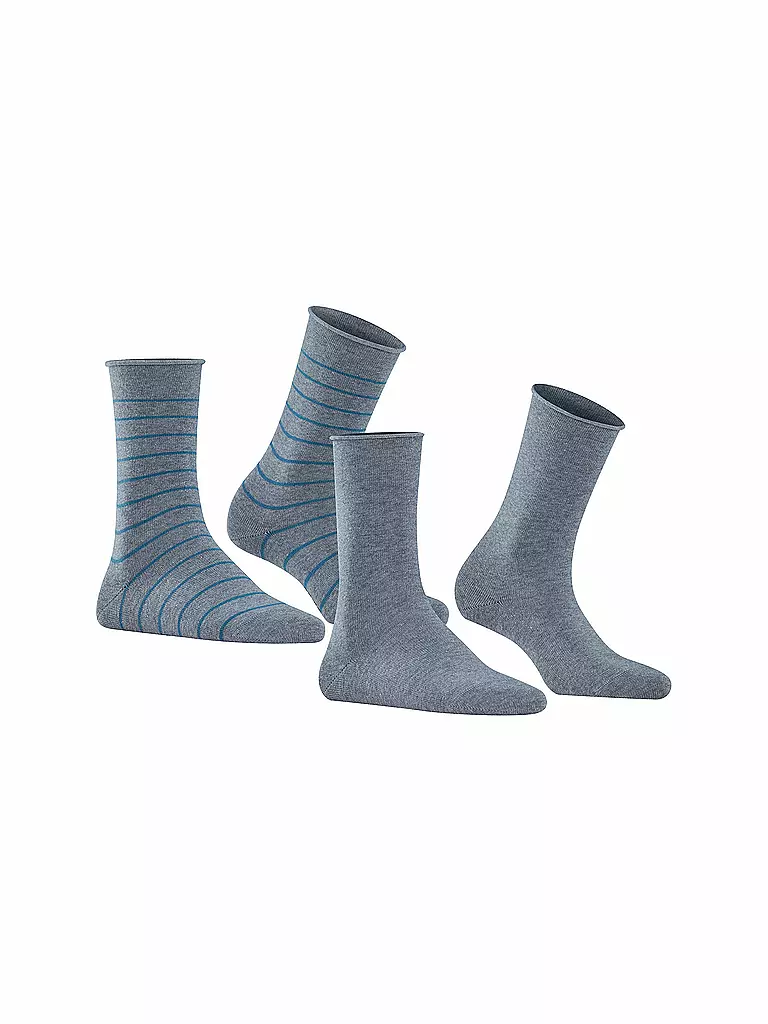 FALKE Sneakersocken Happy Stripe 2er Pkg light greymel. grau