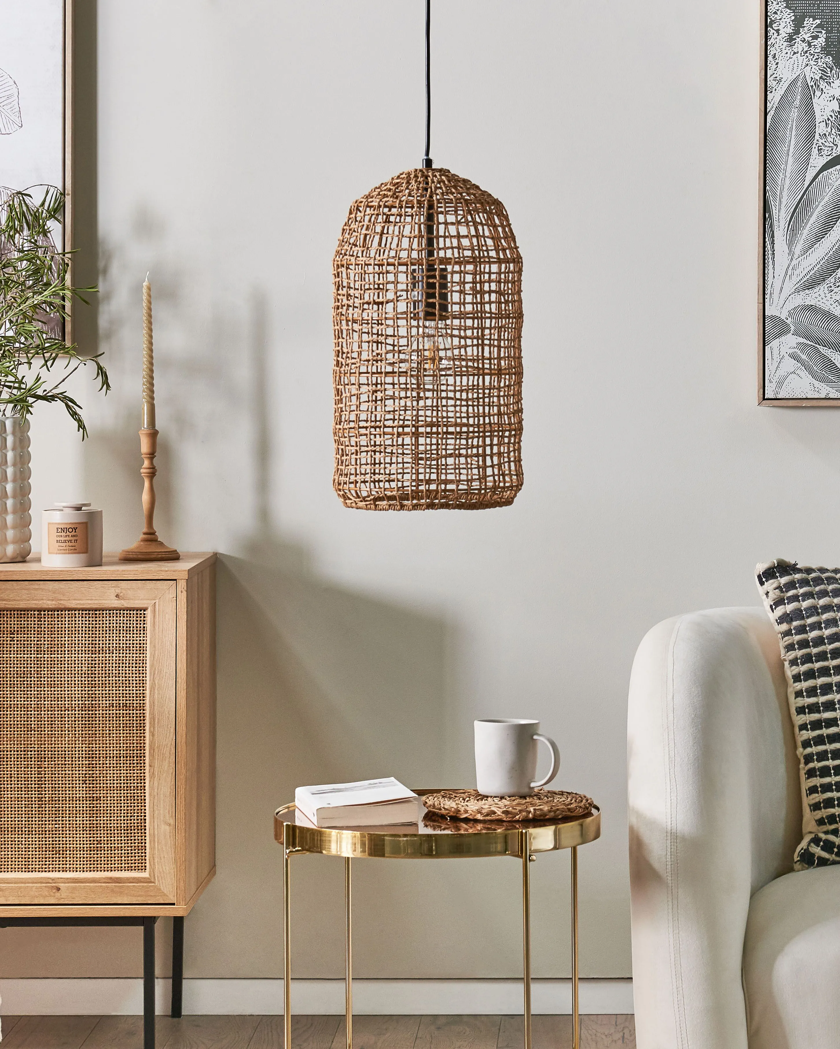 Hanglamp LUCITE Papierkoord Natuurlijk
