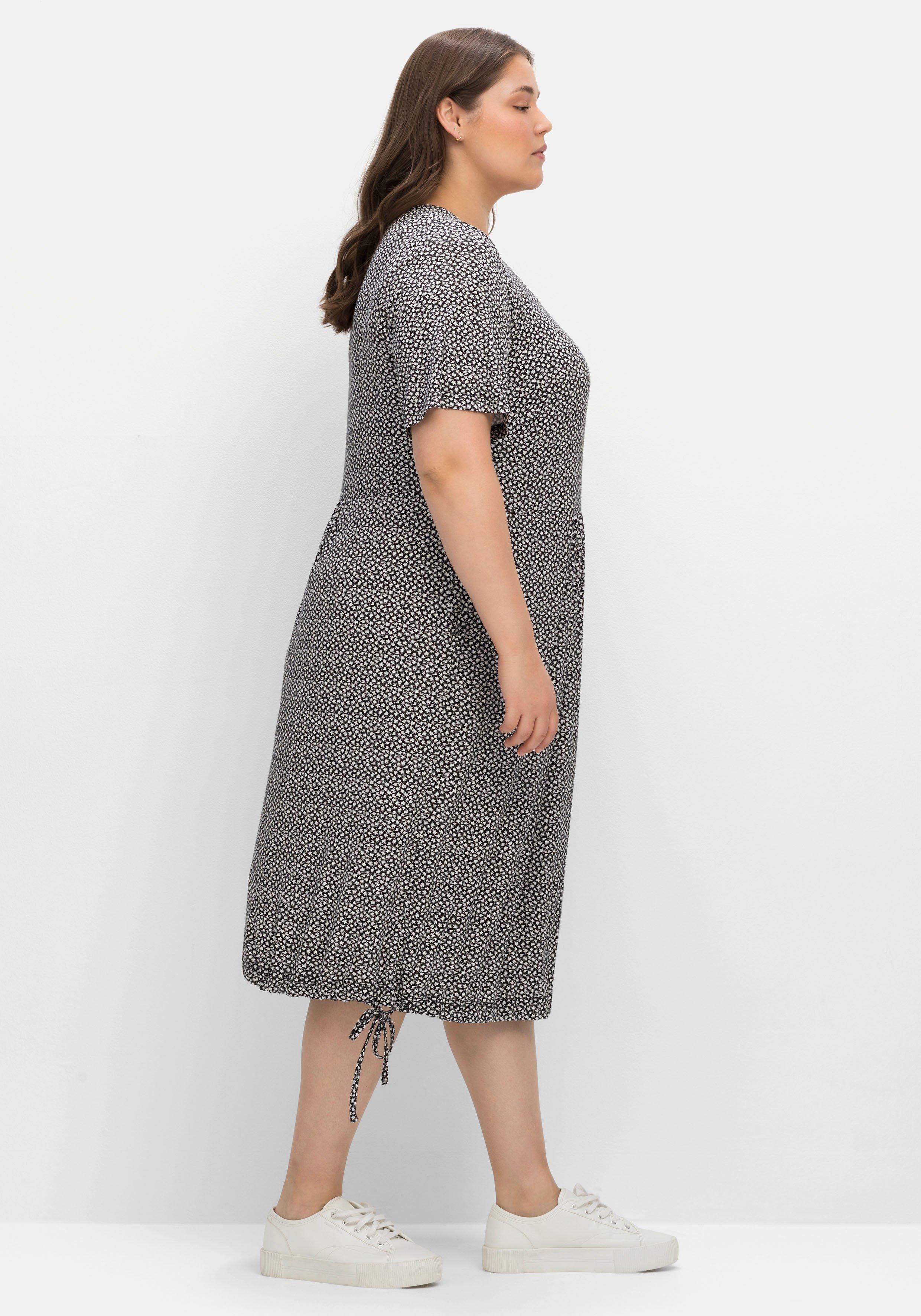 Jerseykleid mit Minimalprint und Saum-Tunnelzug