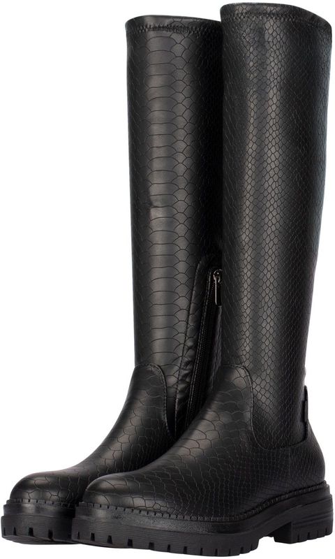 POSH by Poelman - Cybele - Knielaarzen - Zwart - Imitatieleer met Snakeprint