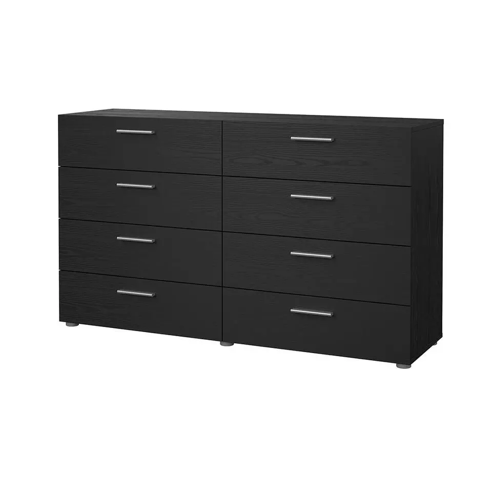 Hioshop Pepe kommode 8 lades zwarte structuur