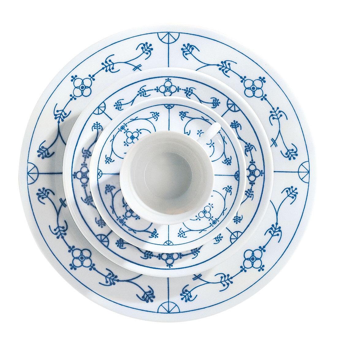 KAHLA Suppenteller TRADITION Blau Saks 6er Set Porzellan weiß/blau