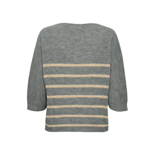 Fransa Stribet Striktrøje, Medium Grey Melange, L/XL