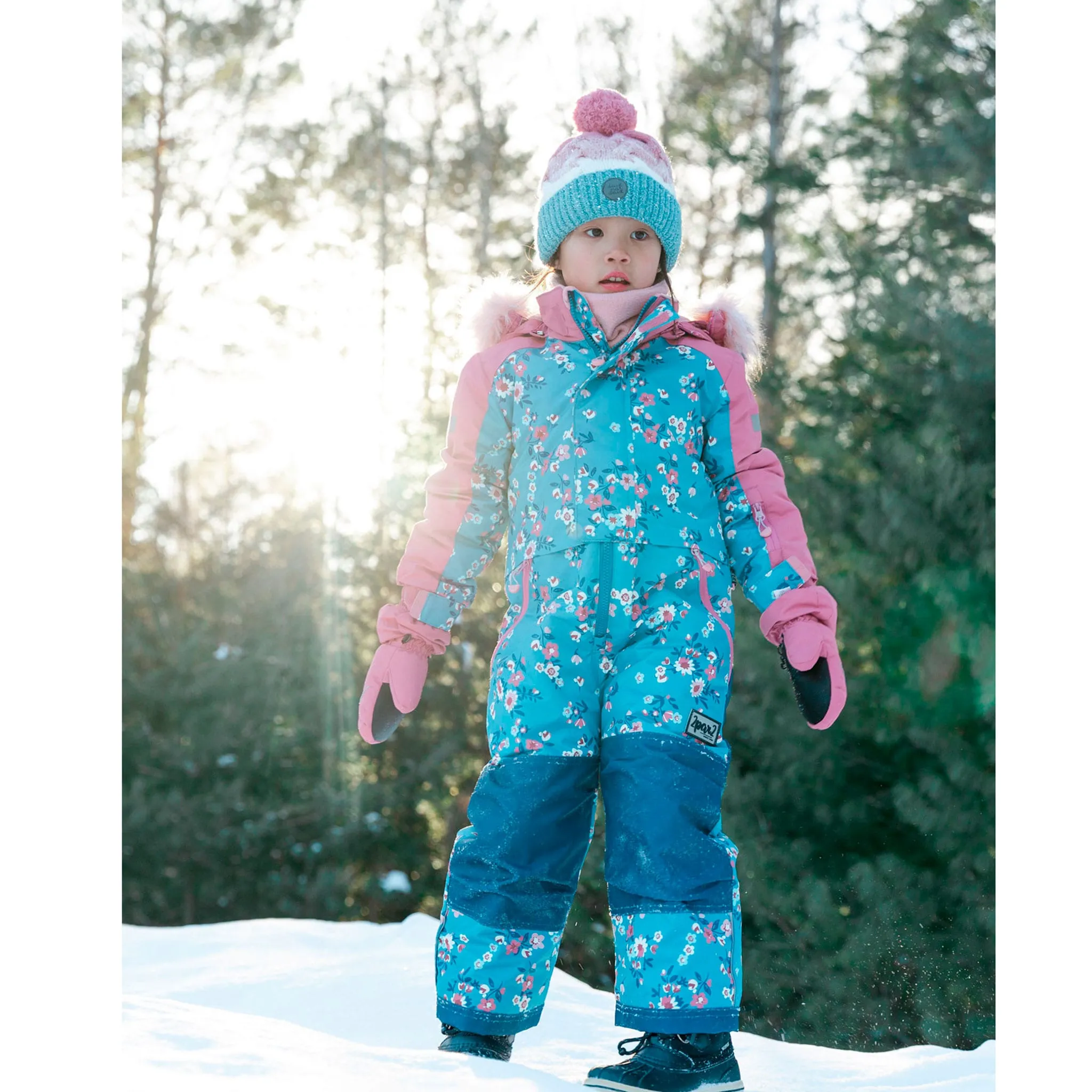 Deux par Deux Habit de Neige Une Pièce Petits Bouquets 2-6ans