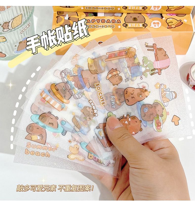 Eranso - Set: Capybara Sticker + Masking Tape (Diverse ontwerpen)