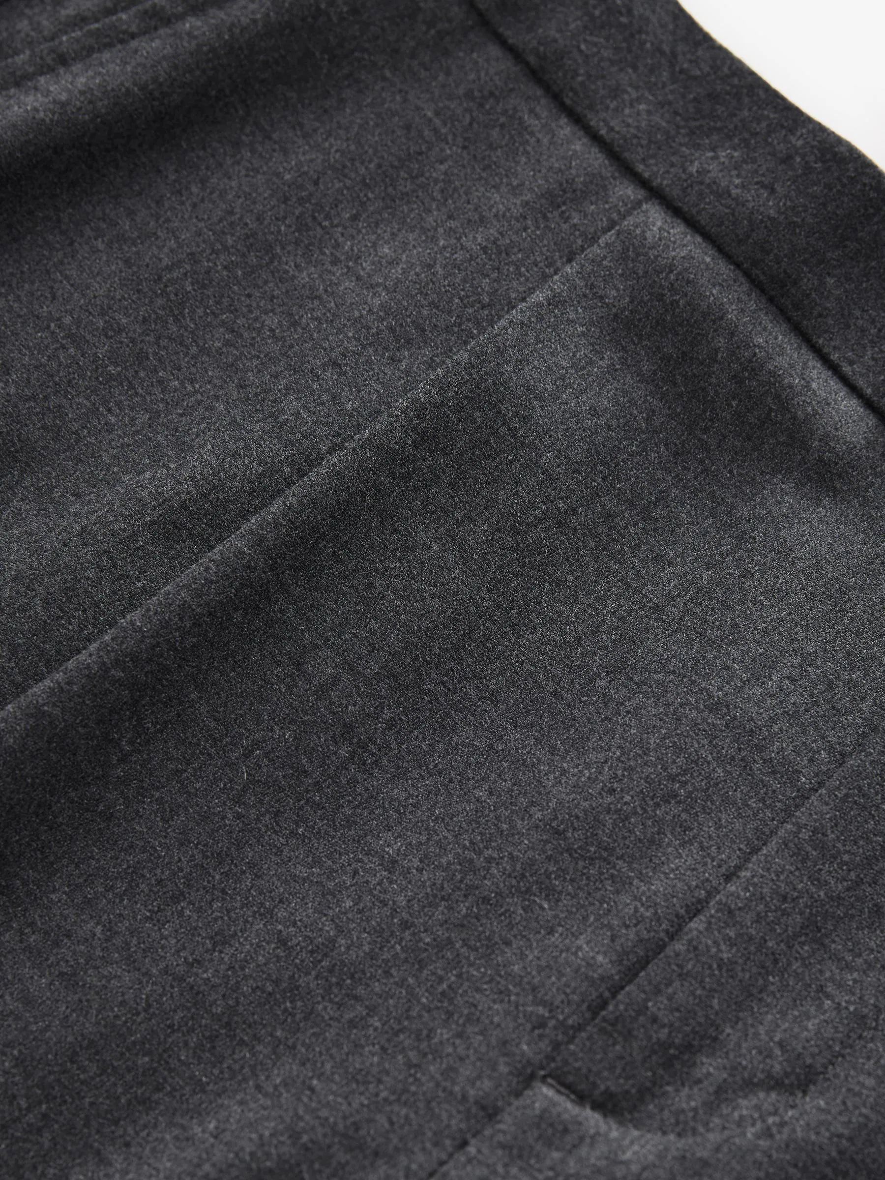 Antraciet - Wollen Rijke Slim Textuur Broek Met Zijverstellers