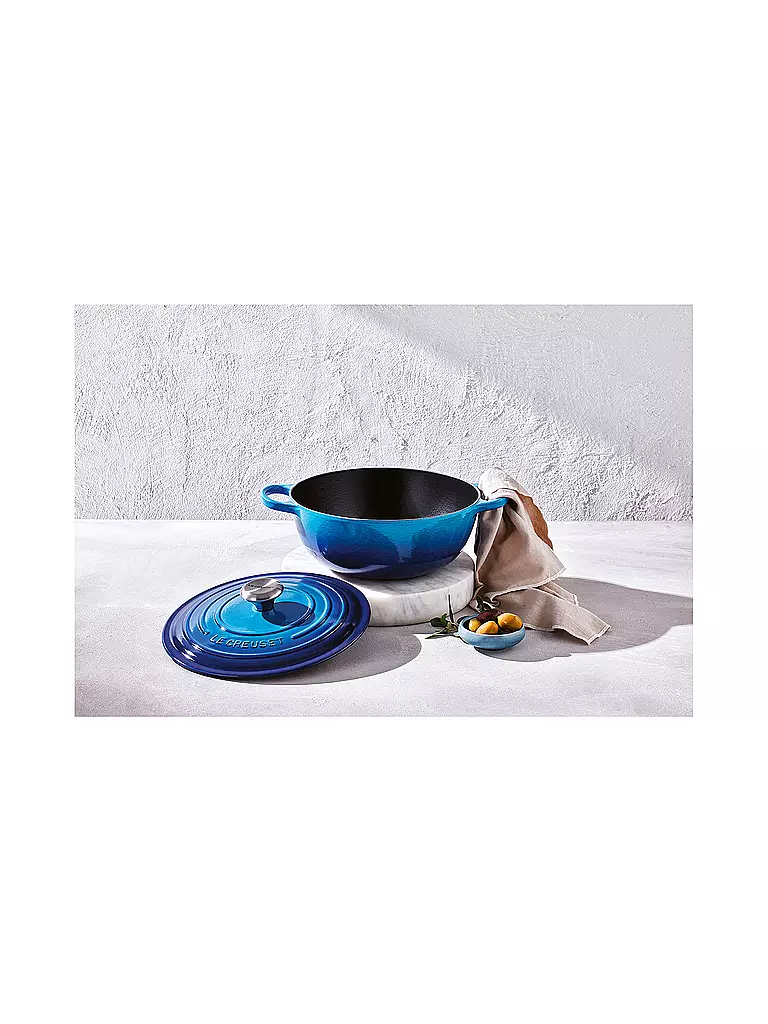 LE CREUSET Gusseisen-Bräter mit Deckel 26cm LA MARMITE SIGNATURE Azure blau