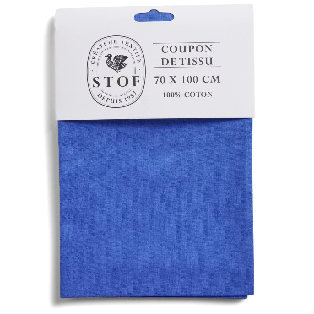 Coupon tissu coton 70x100cm bleu