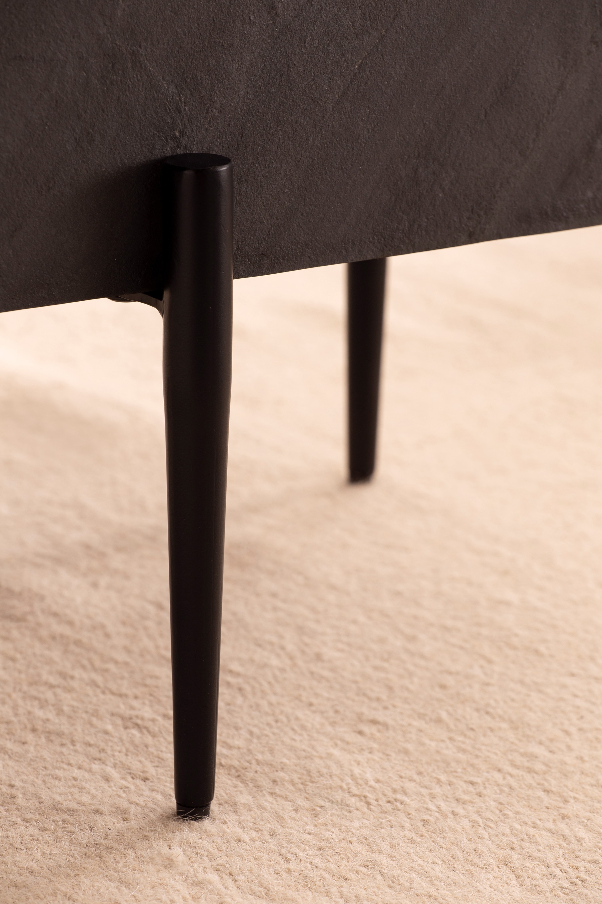 CASAVANTI Couchtisch 64x35 cm Steinoptik/Metall Anthrazit/schwarz