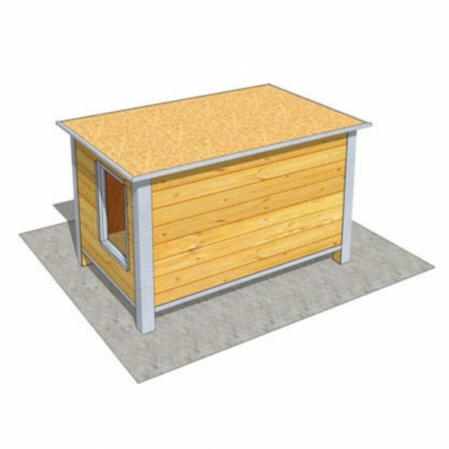 Niche isolée en bois avec toit plat pour chien