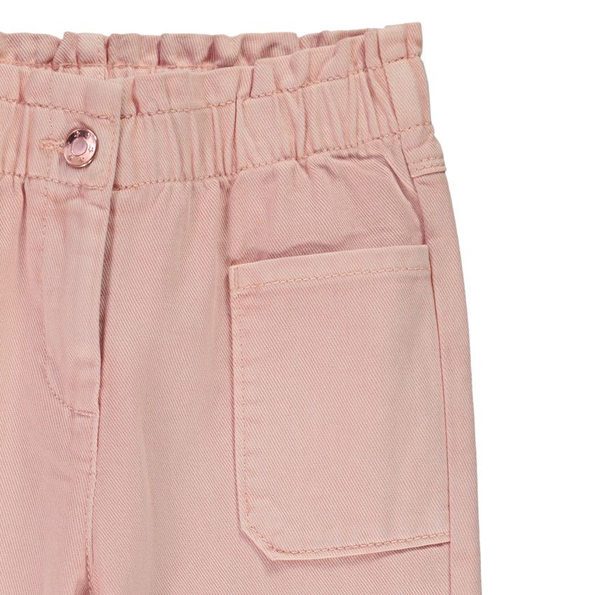 Pantalon paperbag en coton uni pour fille - Multicolore