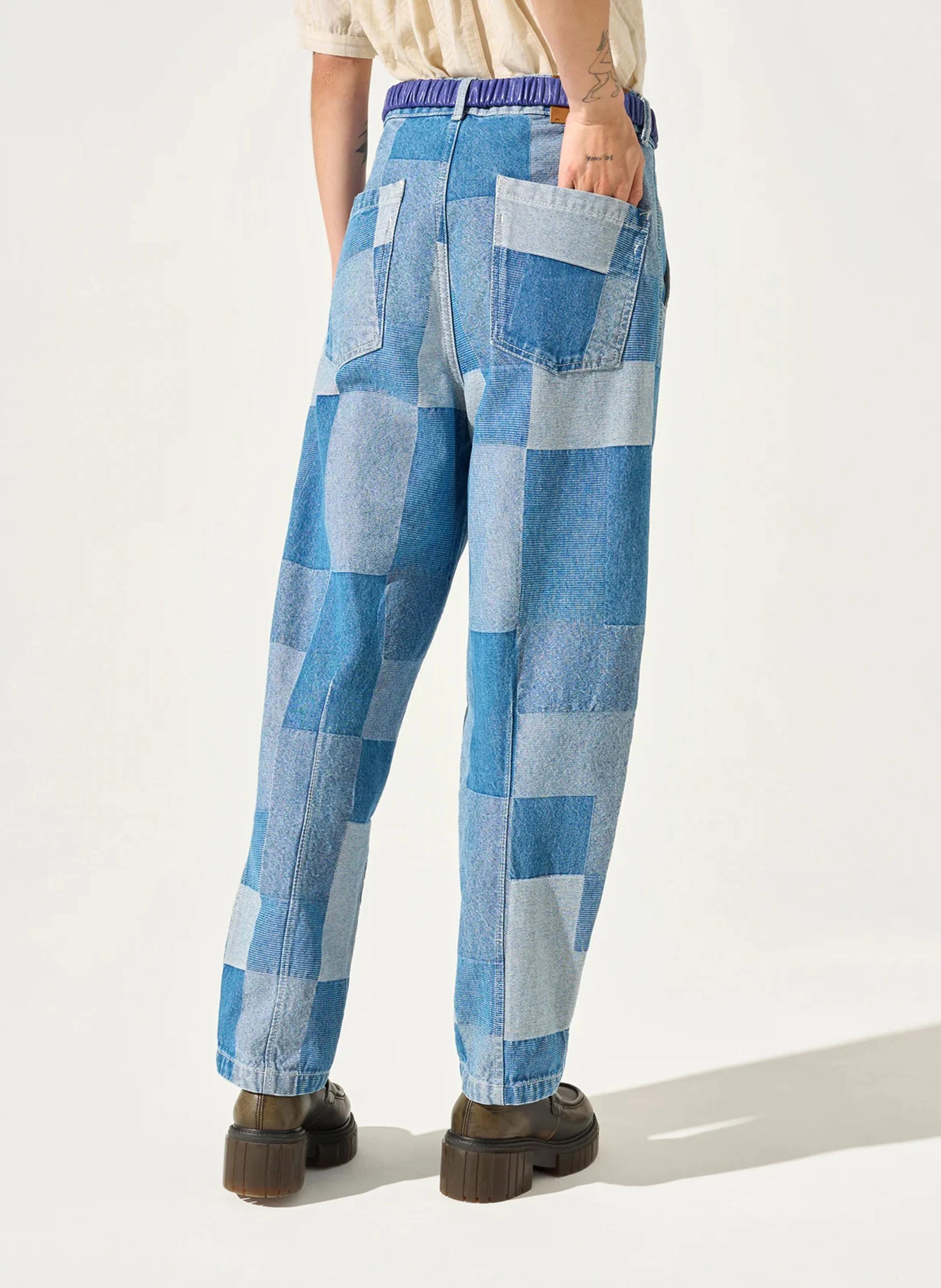 DAN - Jean mom-fit taille haute en coton | Bleu