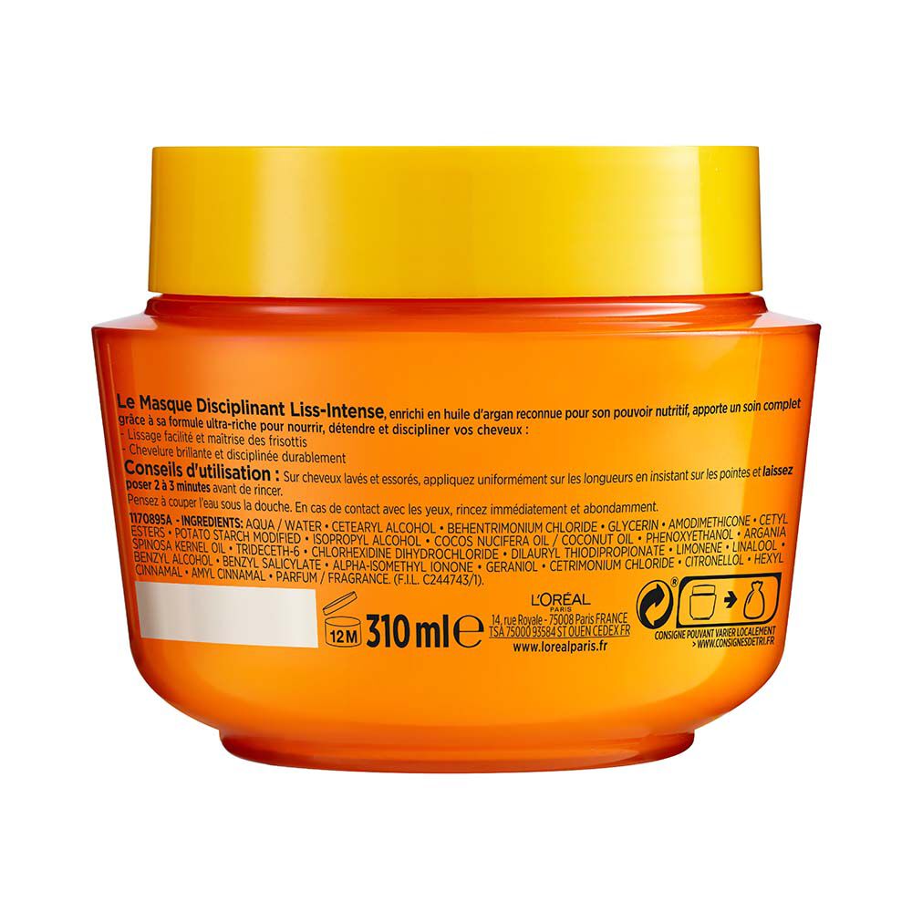 Elseve Liss-Intense Masque Disciplinant · Cheveux nourris & brillants