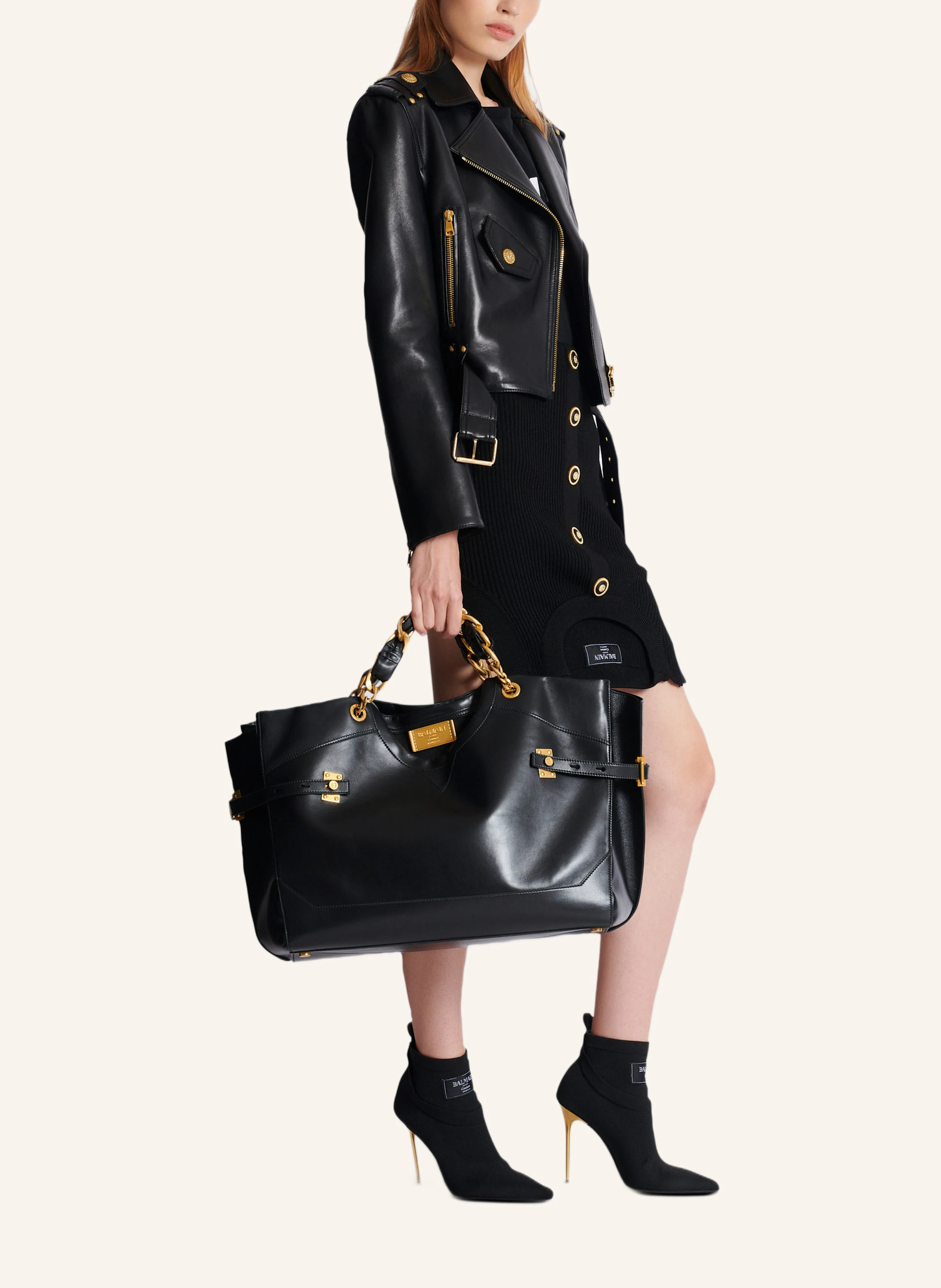 BALMAIN Shopper Crewneck aus Kalbsleder
