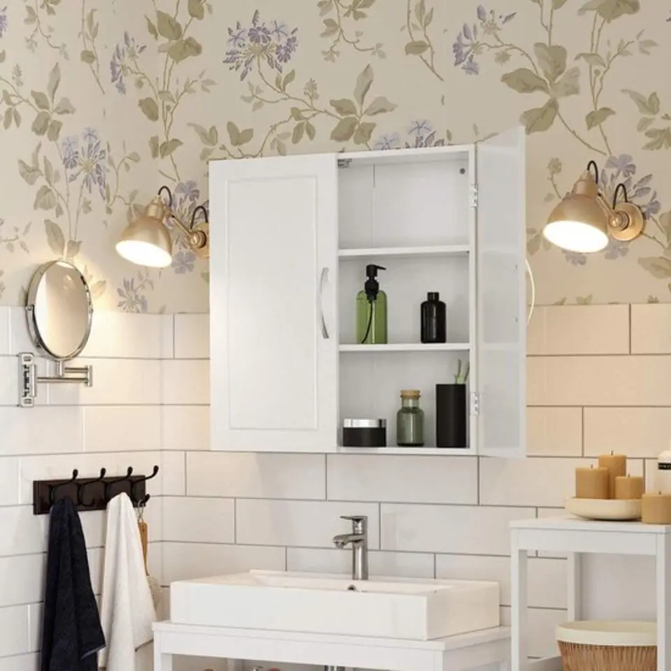Parya Home - Badkamerkast - Wandkast - 2 Deuren - Hout - Wit