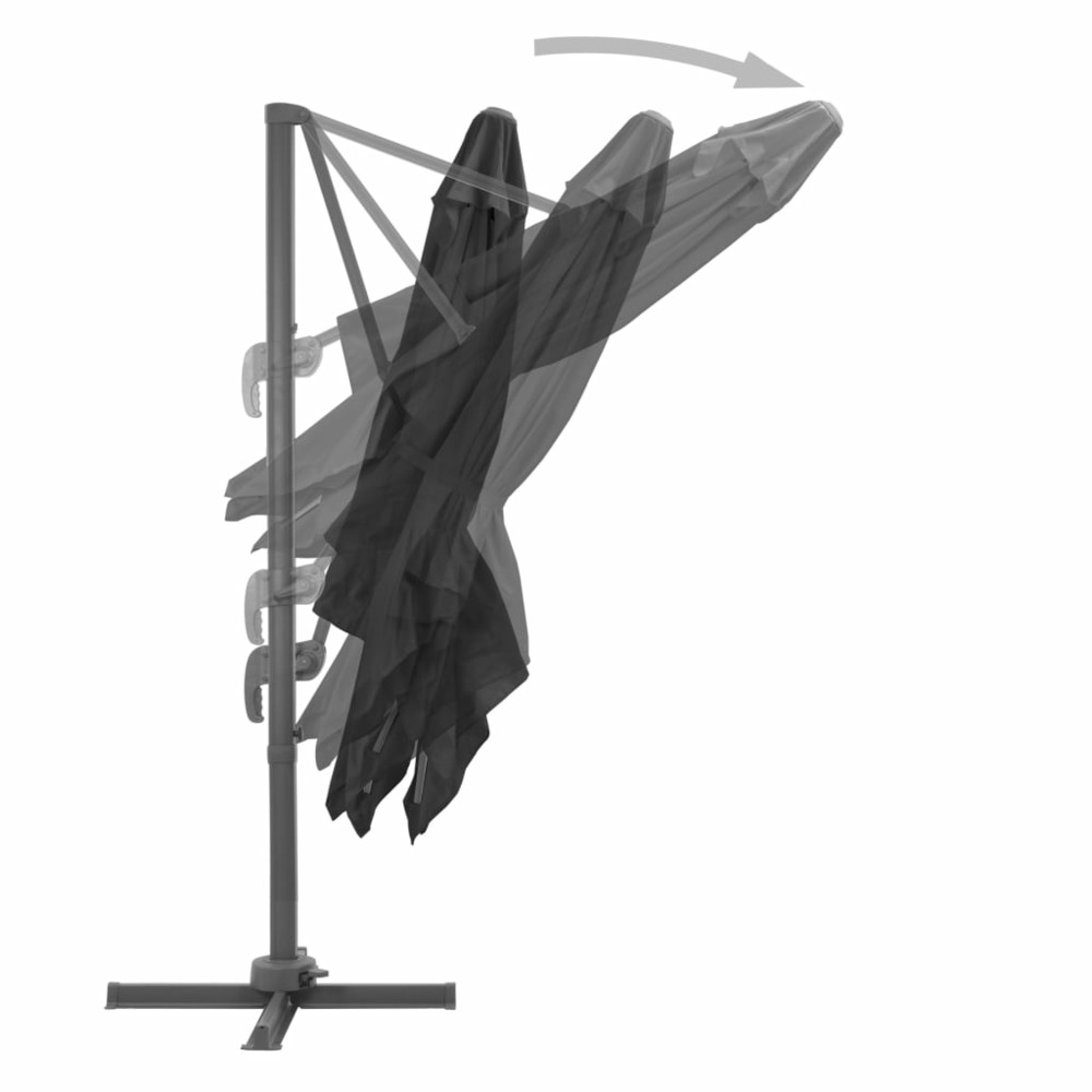Parasol meuble de jardin en porte-à-faux mât en aluminium 300 x 300 cm anthracite