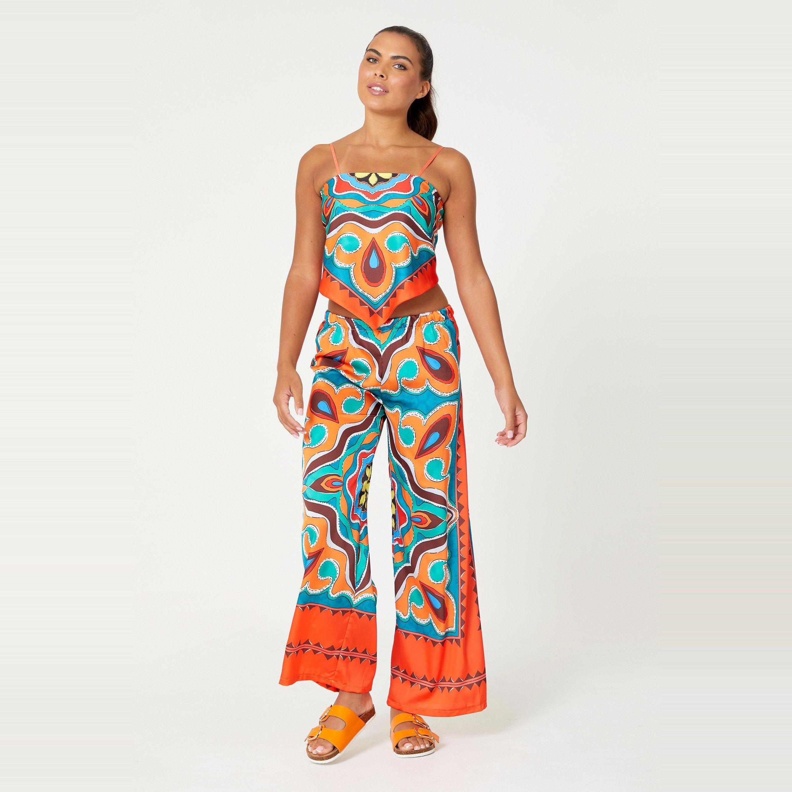 Be You Ladies Scarf Print Cami and Trouser Co ord Set