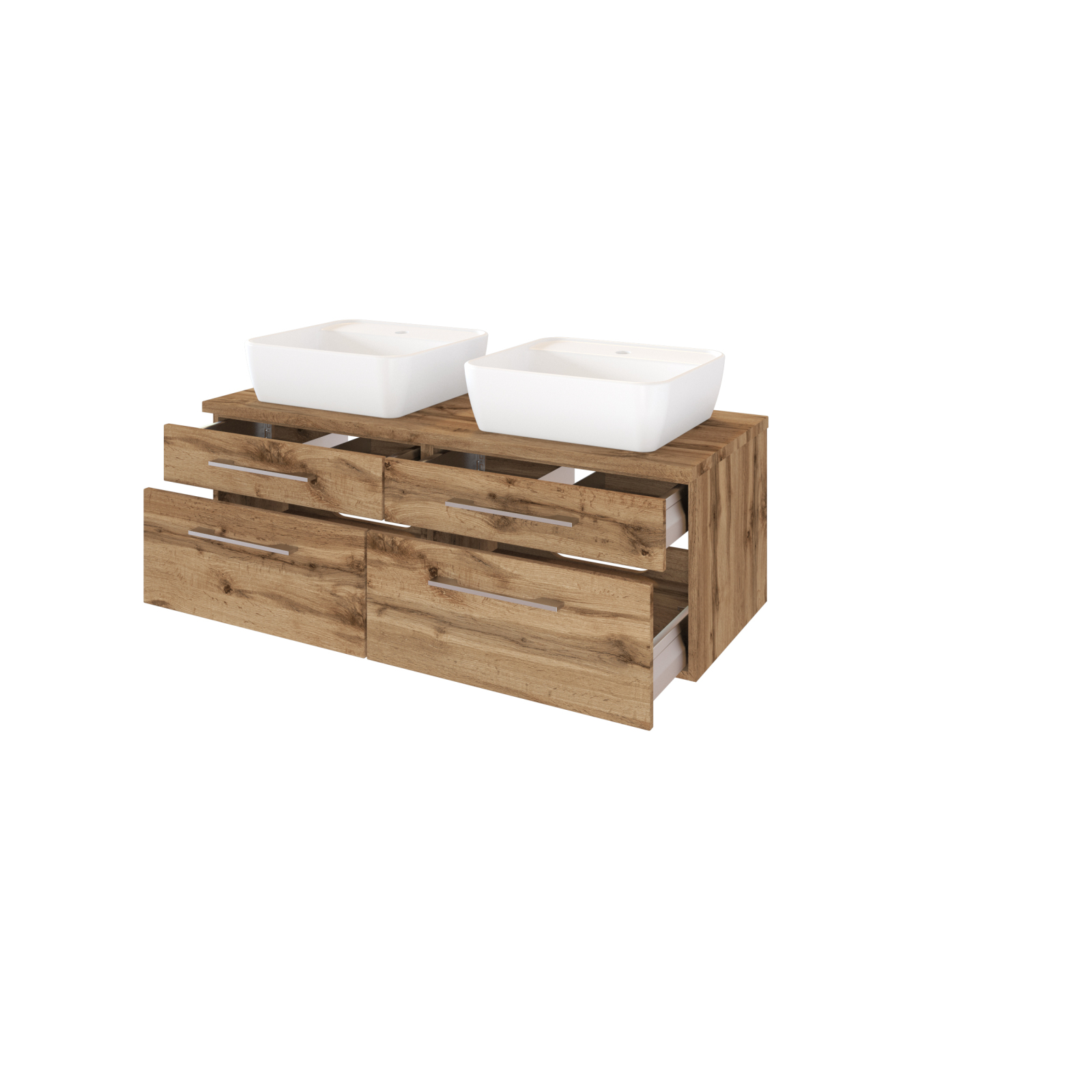 Waschtisch DAVOS - Wotaneiche - 2 Becken - 120 cm breit