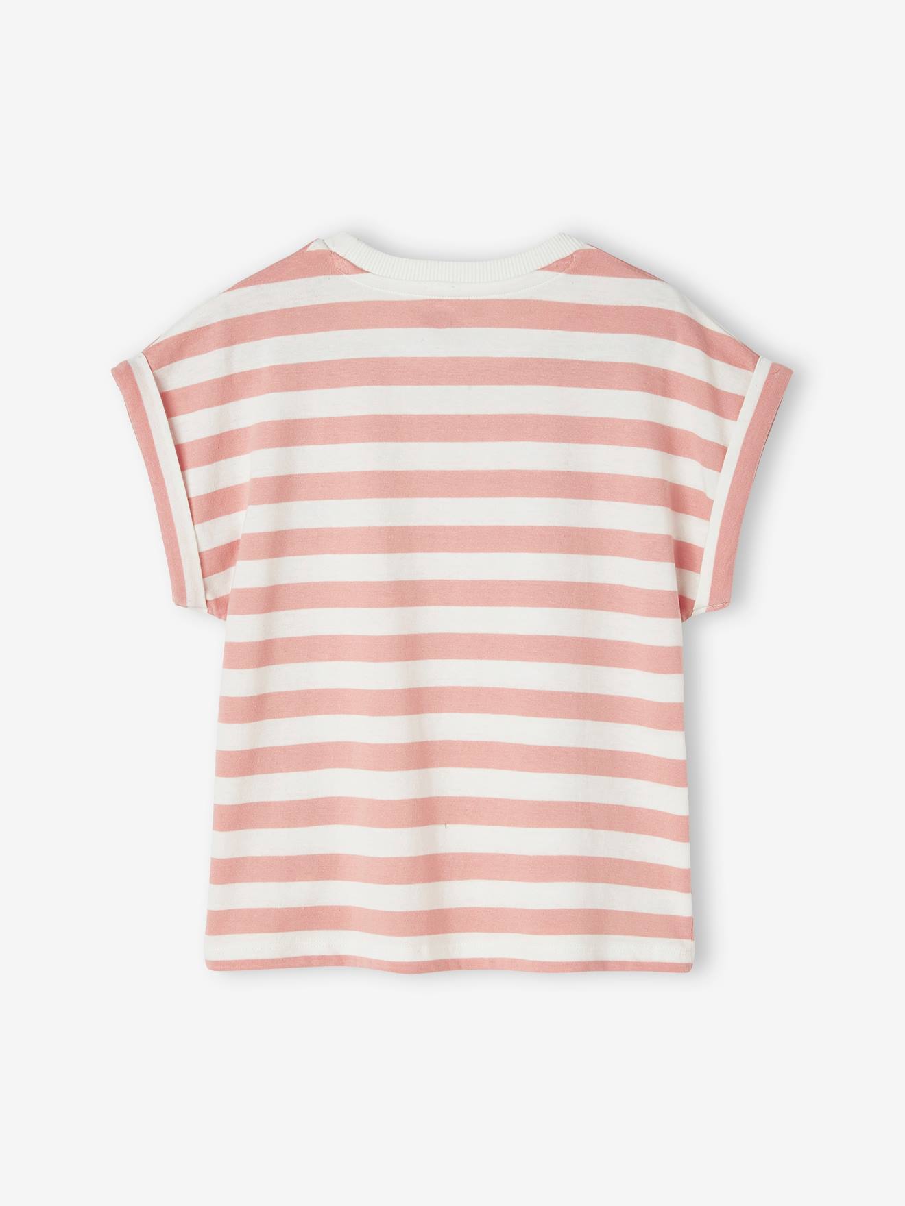 Camiseta listrada personalizável para meninas, listras rosa