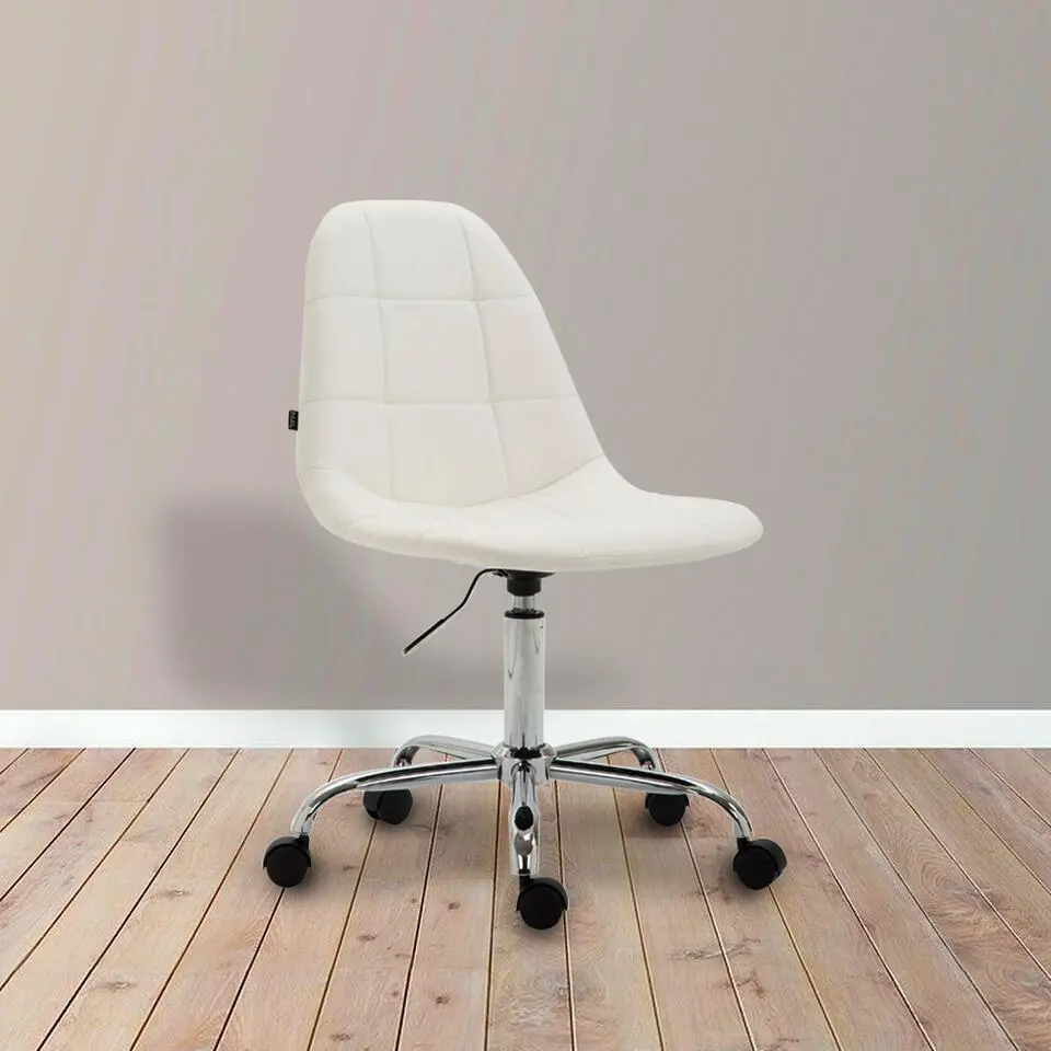 CLP Bureaustoel Reims chroom Frame - Kunstleer - wit