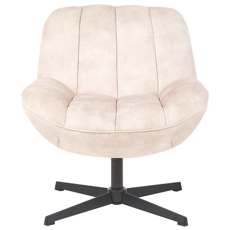 LIA - Fauteuil met hocker - Beige - Fluweel