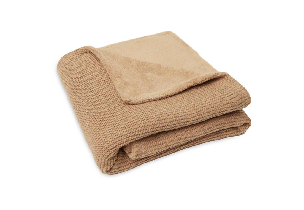 gebreide baby wiegdeken 75x100 cm Basic Knit Biscuit/Fleece