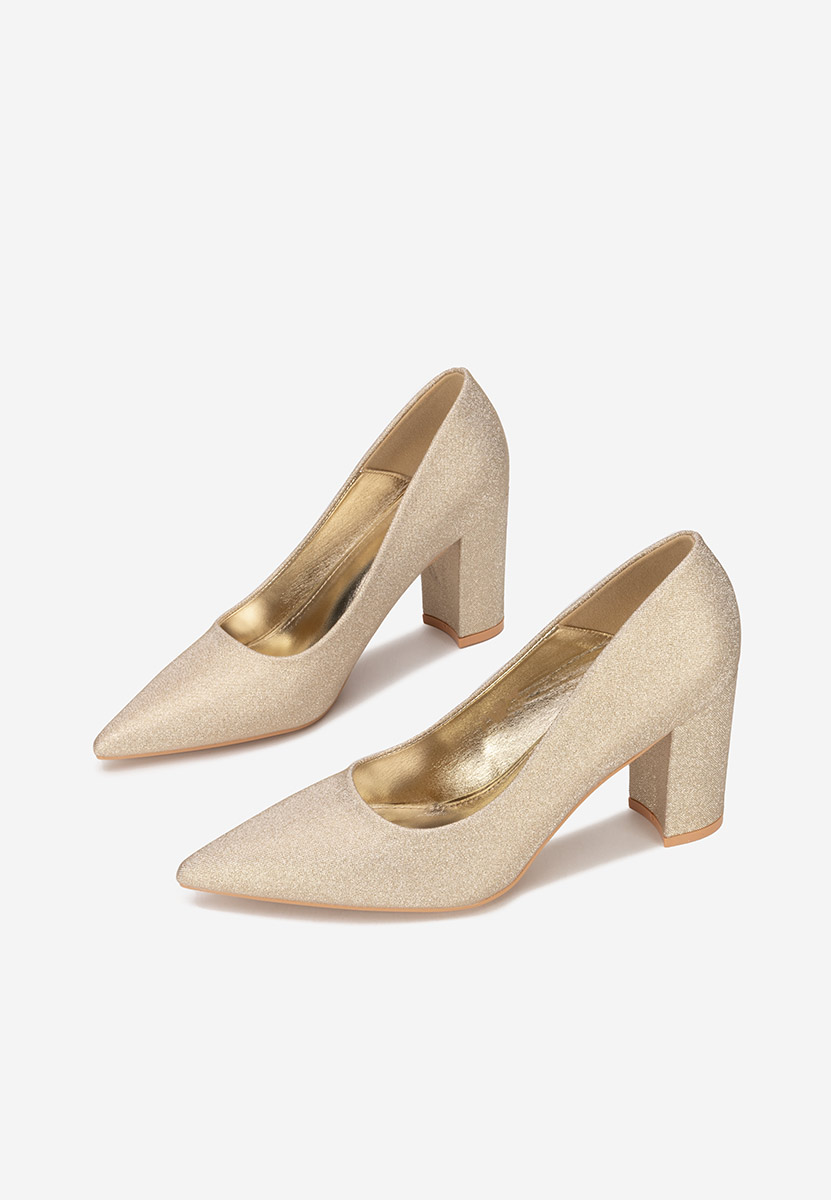 Chaussures à talon épais dorées Sineva