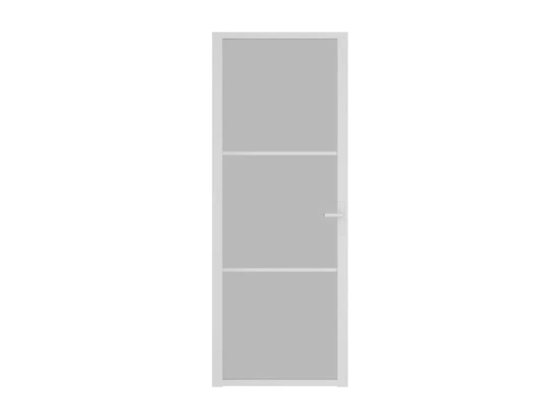 Porte intérieure 76x201,5 cm Blanc Verre mat et aluminium