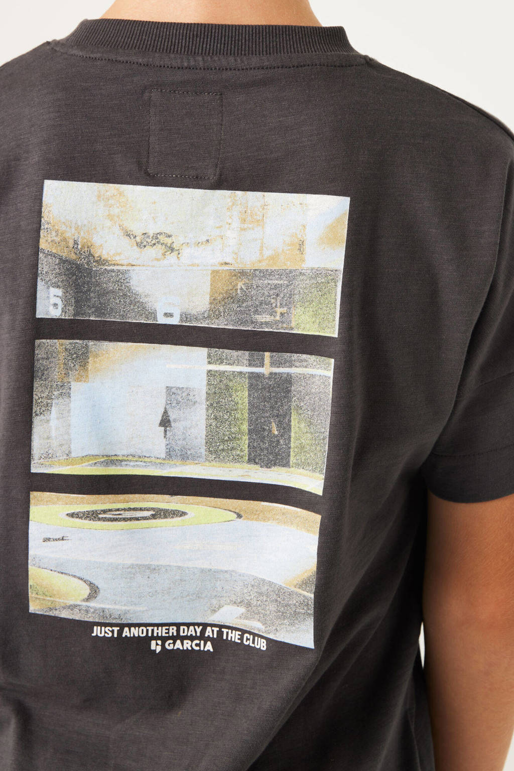 Garcia T-shirt met backprint antraciet