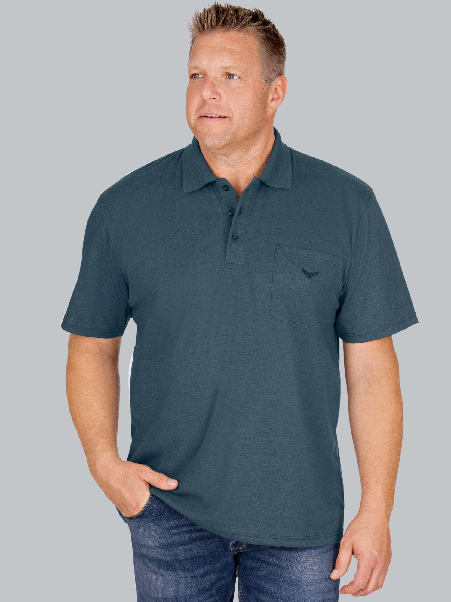 Poloshirt aus Single-Jersey Jeans-melange