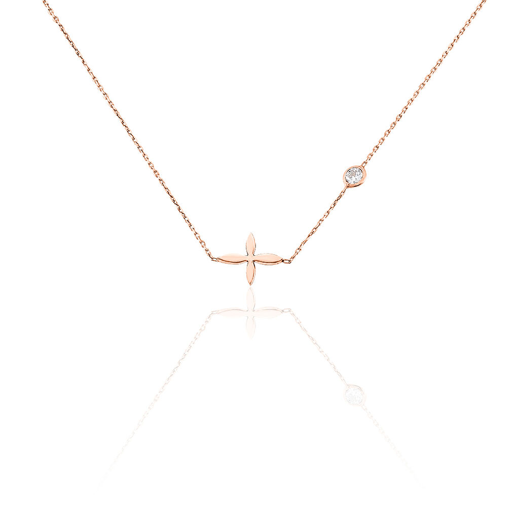 Collier Clarissa Argent Rose Oxyde De Zirconium