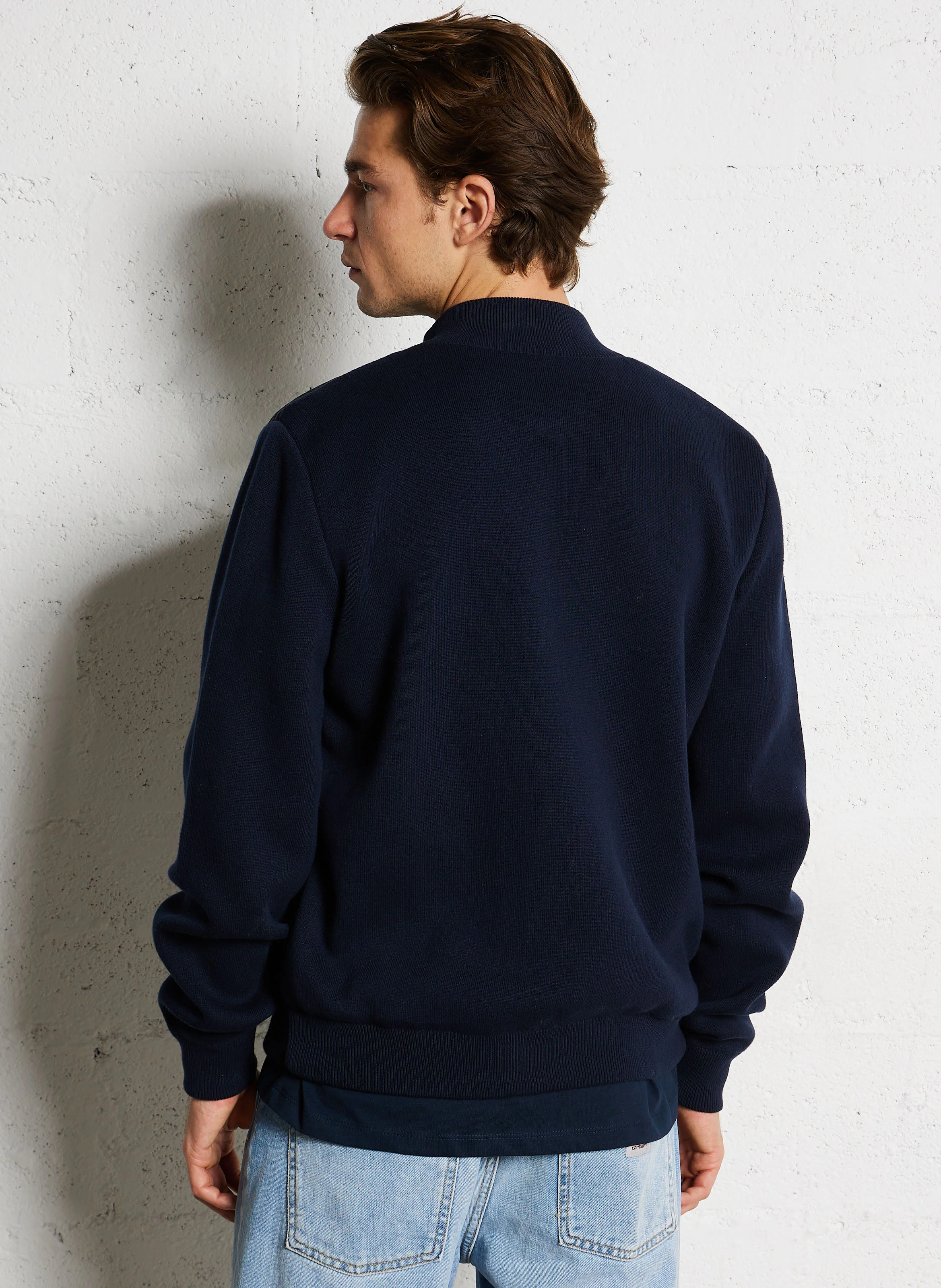 CLIFTON MOCK - Blouson col montant droit en coton mélangé | Bleu