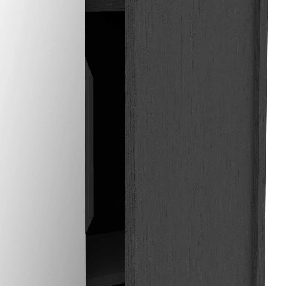 Schoenenkast Ebony 83x24x178cm - met spiegel - zwart
