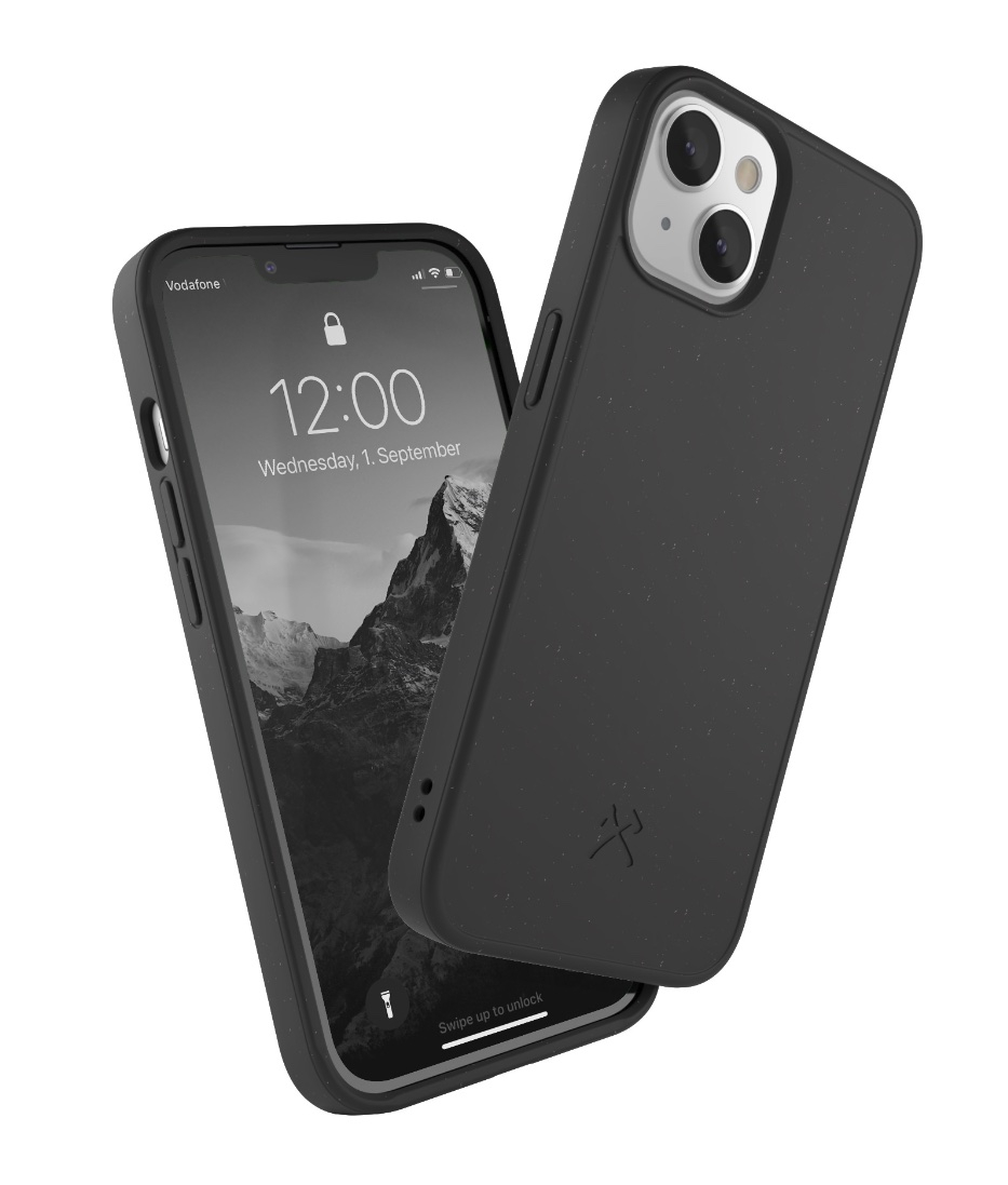 iPhone 14 / iPhone 13 BioCase Antimikrobielle Schutzhülle Vegan Biologisch Abbaubar (ECO648) - Schwarz