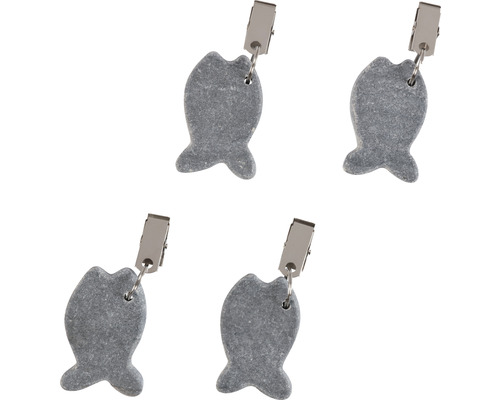 Tafelkleedgewichten, stenen vismotief, 4-pack
