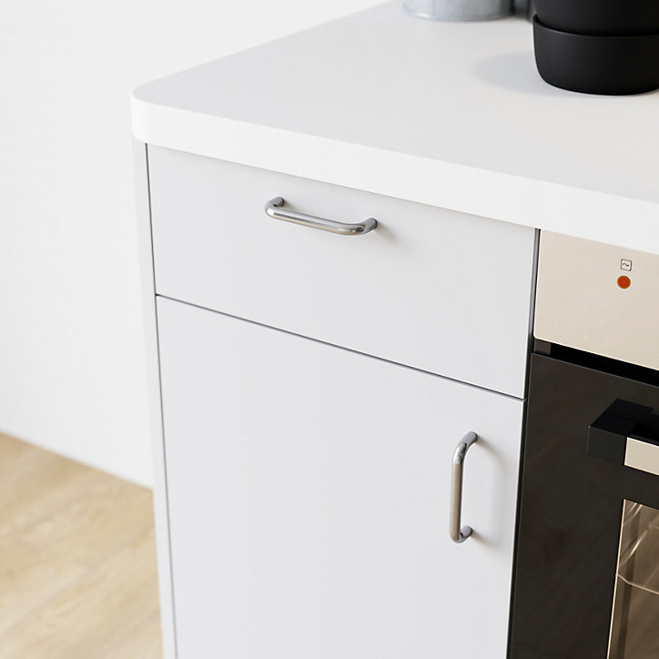 Poignée de meuble de cuisine GoodHome Gen effet nickel L. 10,6 cm, 2 pièces
