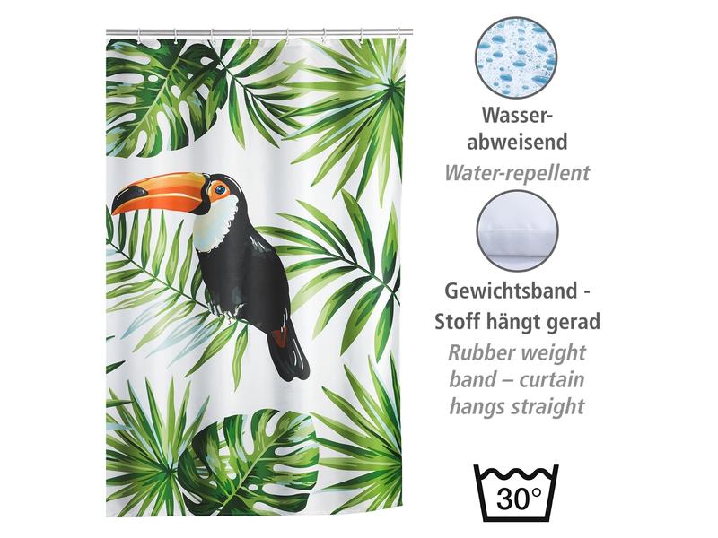 Wenko Duschvorhang Tucan 180 x 200 cm Pflegeleichter Badevorhang