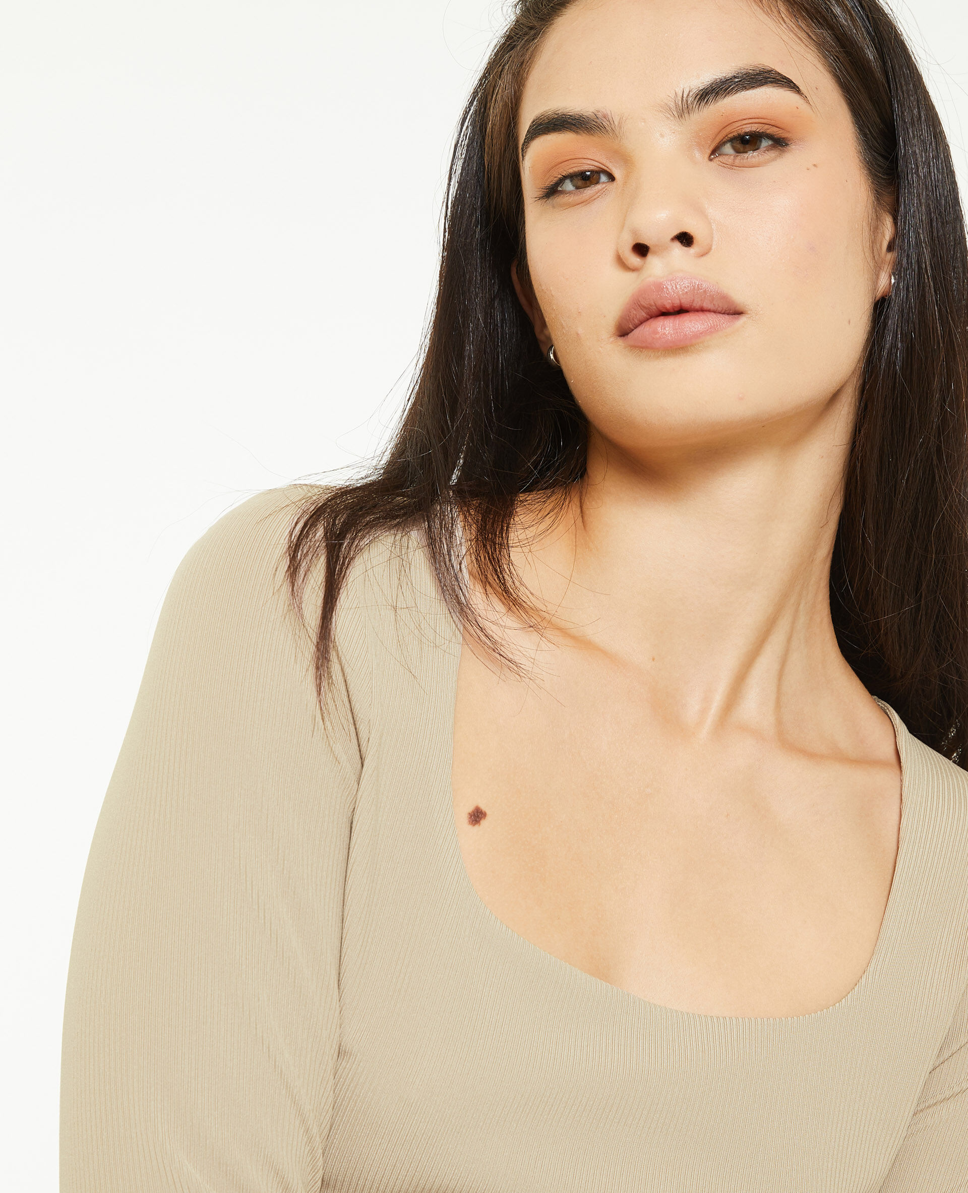 Top encolure carrée effet corset - Gris clair
