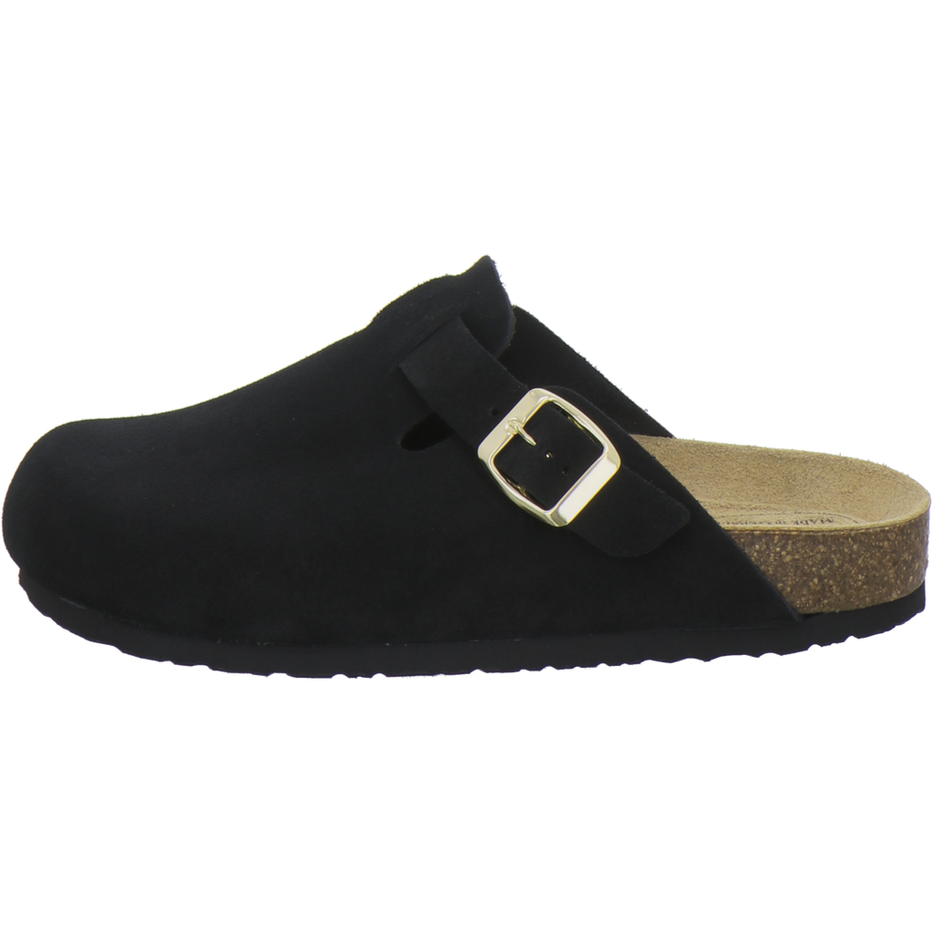 Clogs Damen Leder schwarz Velour