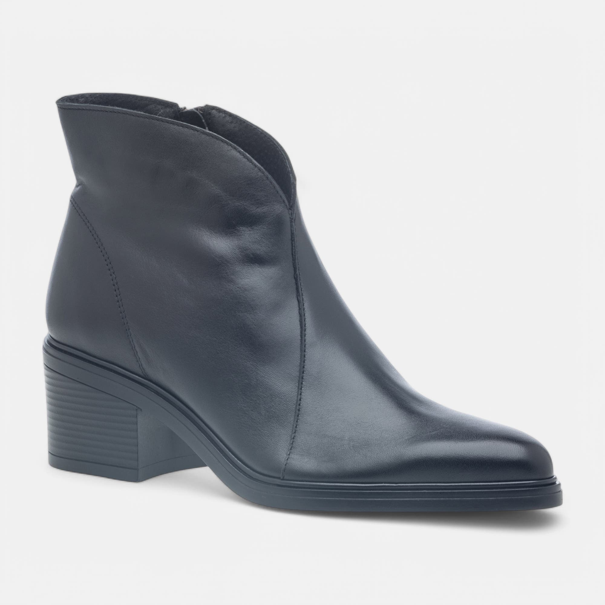 Bottines à talon Femme en cuir noir