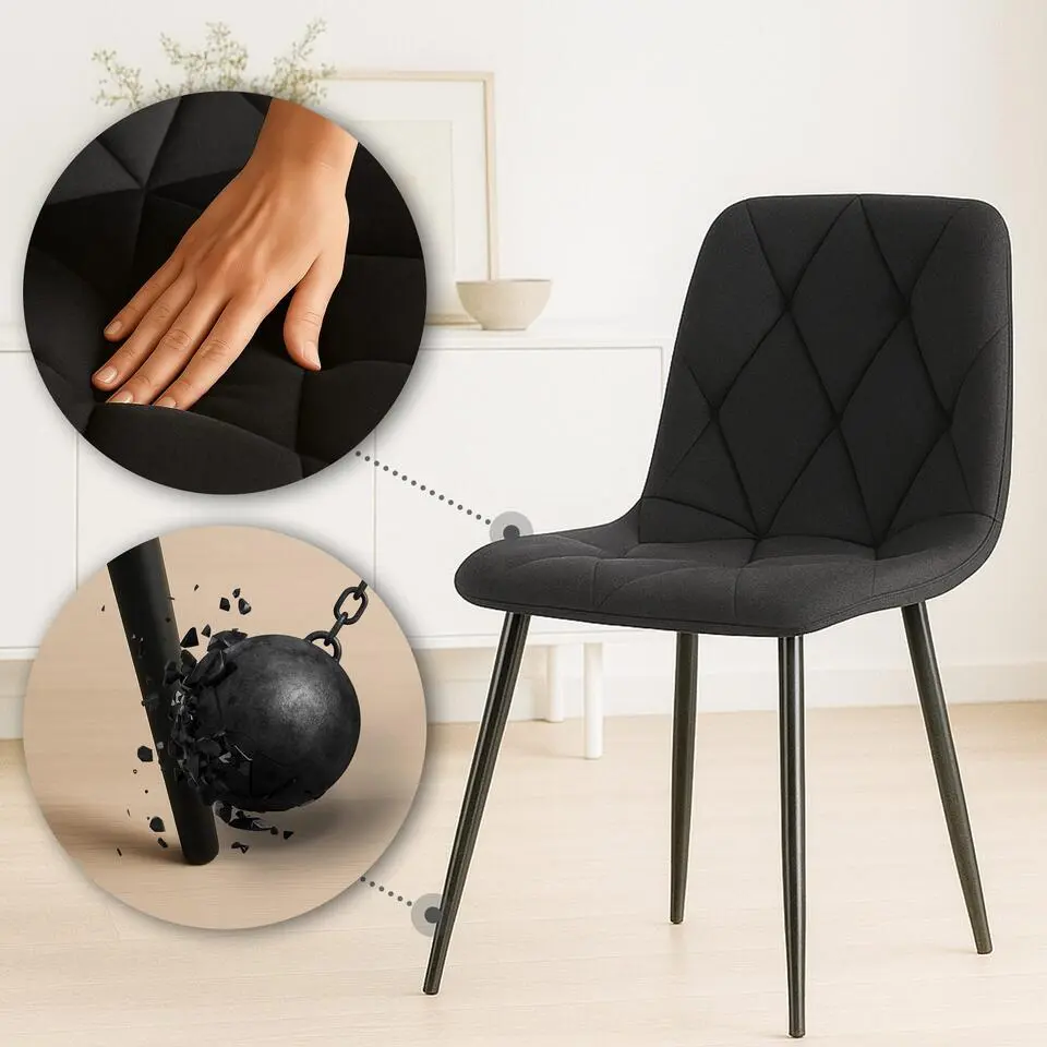 CLP Eetkamerstoel Clairton zwart Frame - Stof - zwart