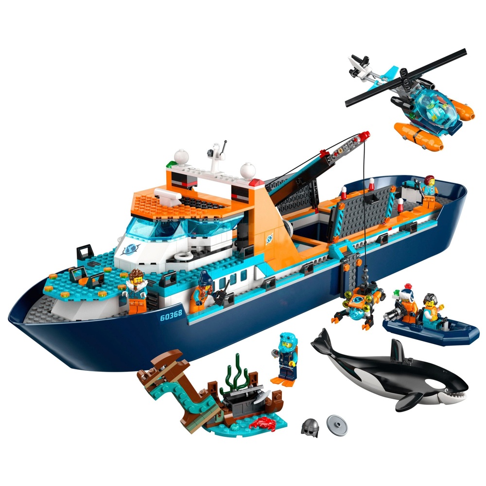 LEGO City 60368 Arktis-Explorerschiff Großes schwimmendes Boot Spielzeug