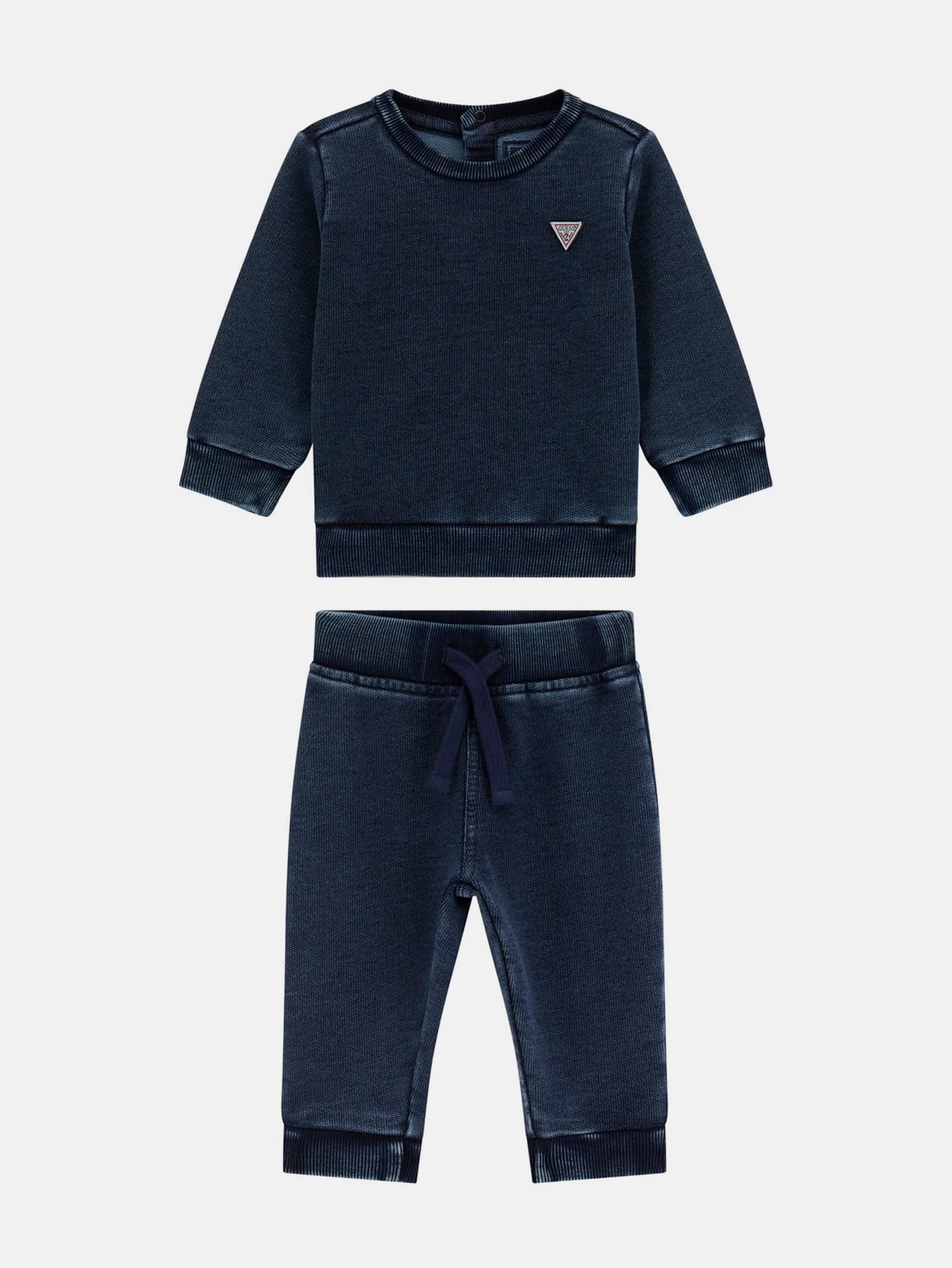 Conjunto de moletom e calça jeans lavada (0-24 meses)