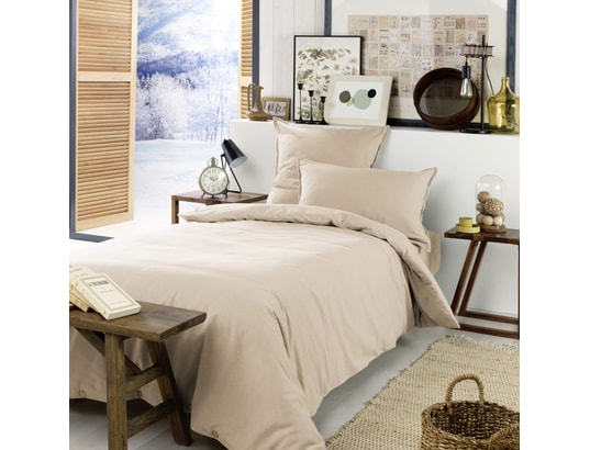 TERRE DE NUIT - Housse de couette flanelle beige 260x240 cm
