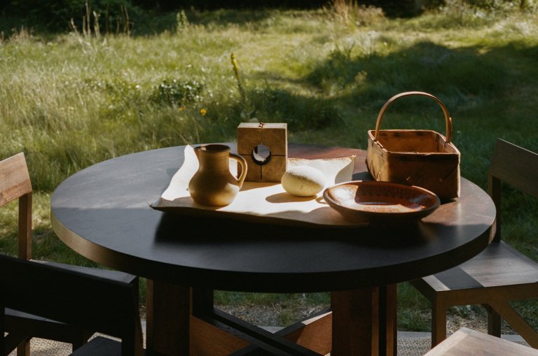 Frama Farmhouse Trestle eettafel Ø120 naturel