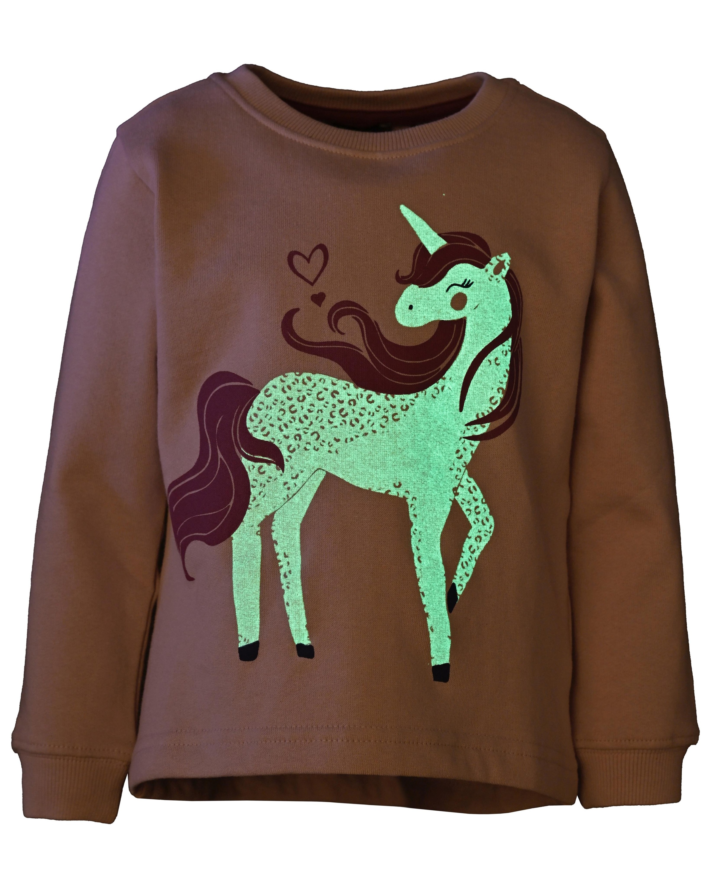 Blue Seven Sweatshirt , mit GLOW-Effekt: Das Einhorn-Motiv leuchtet im Dunkeln