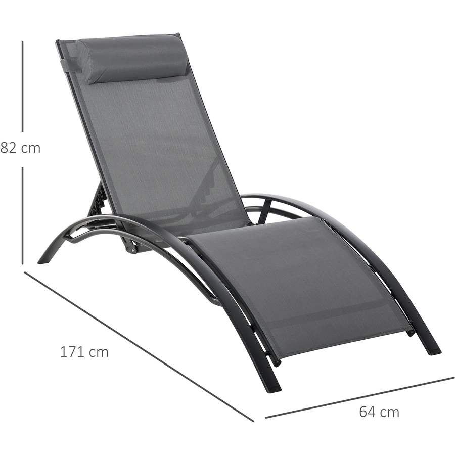 Outsunny Gartenliege mit abgerundetem Design grau