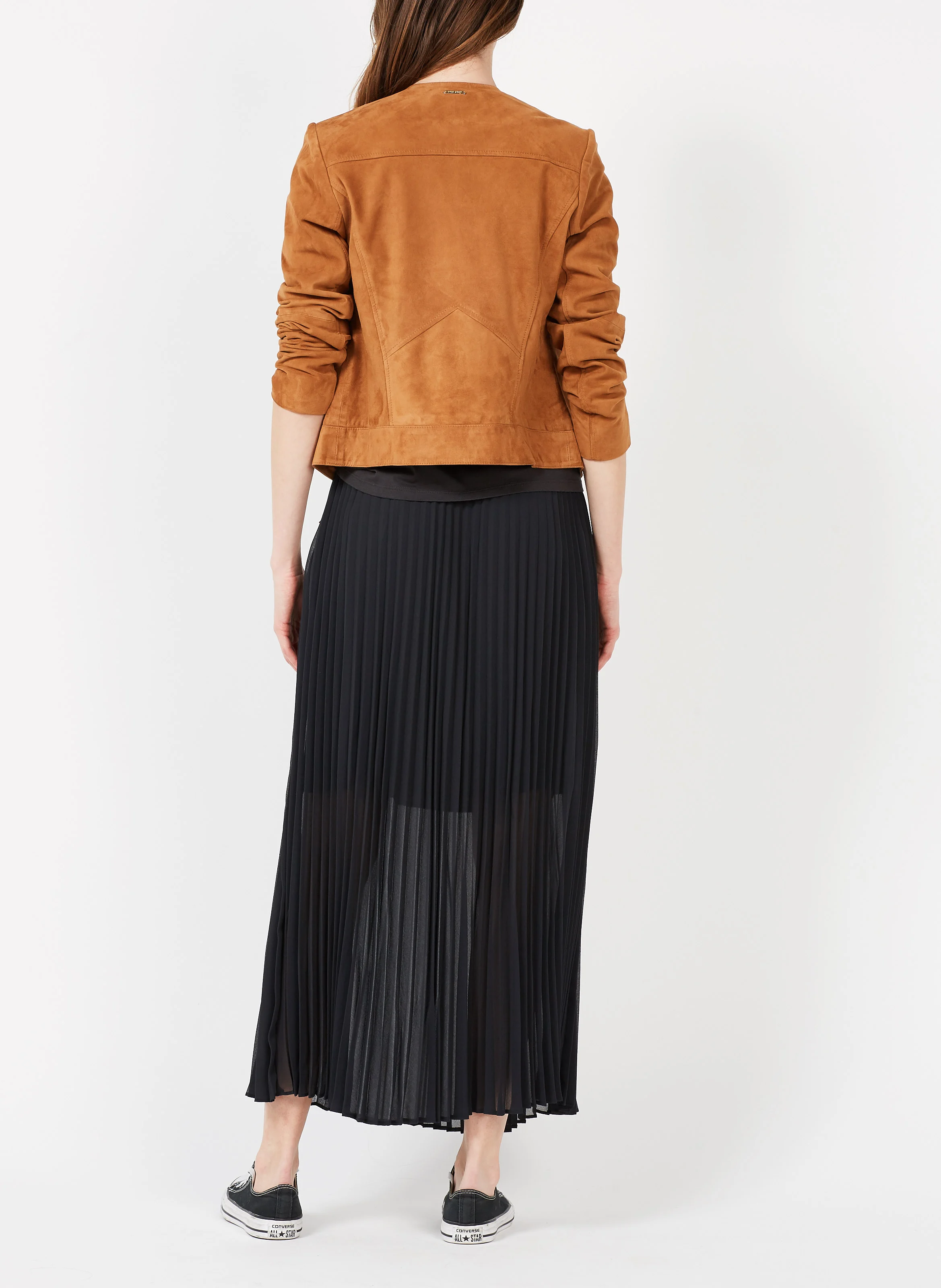 DIYA - Blouson zippé en cuir | Marron